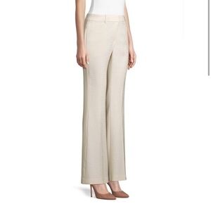 Elie Tahari Anna Ivory Slub Slit Pockets Flared Pants Trousers H.